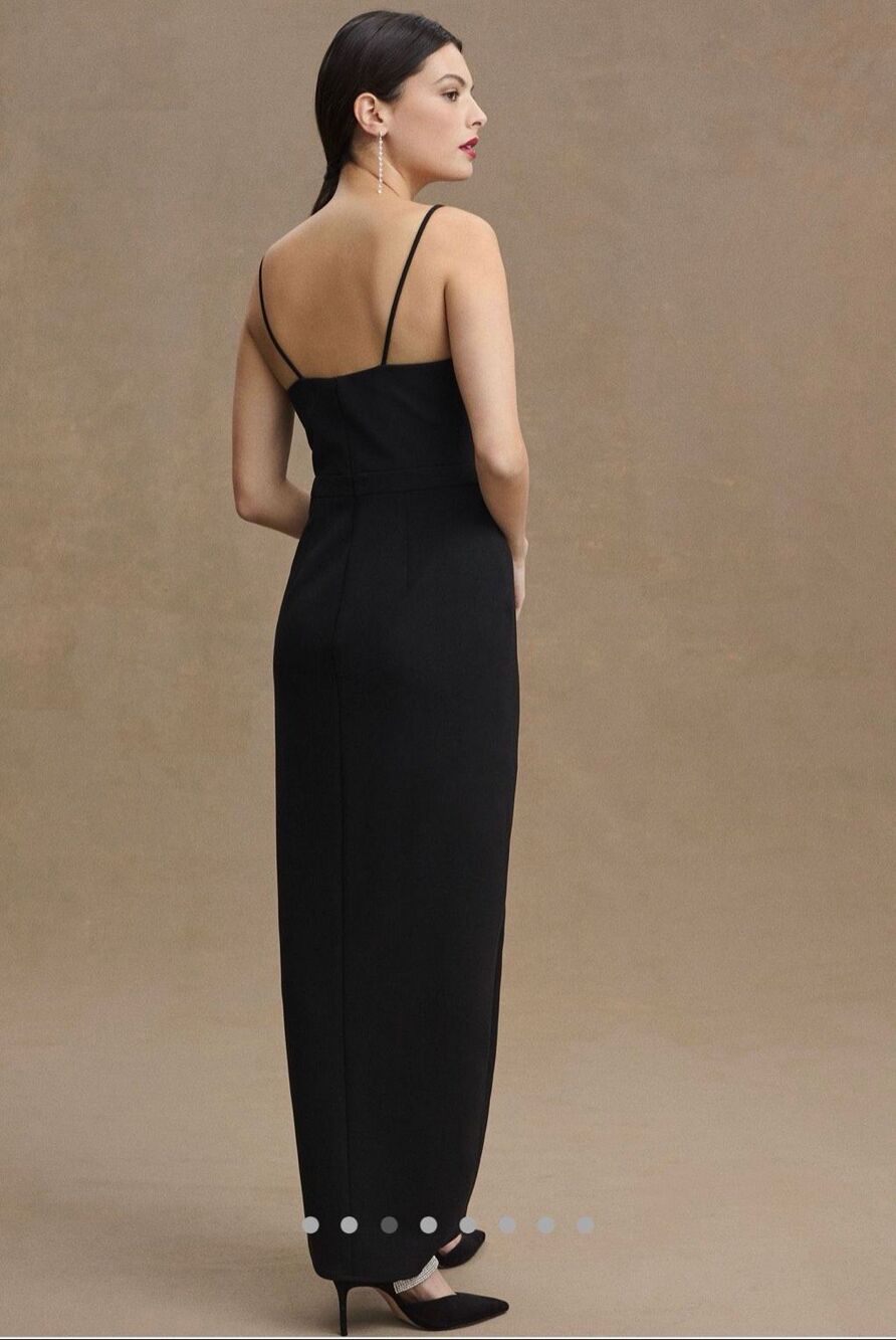Anthropologie BHLDN Lyra V-Neck Faux Wrap Stretch Crepe Midi Dress Size 2 - Picture 2 of 7